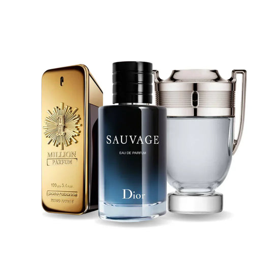 Combo 3 Perfumes Paco Rabanne ONE MILLION, Dior SAUVAGE e Paco Rabanne INVICTUS